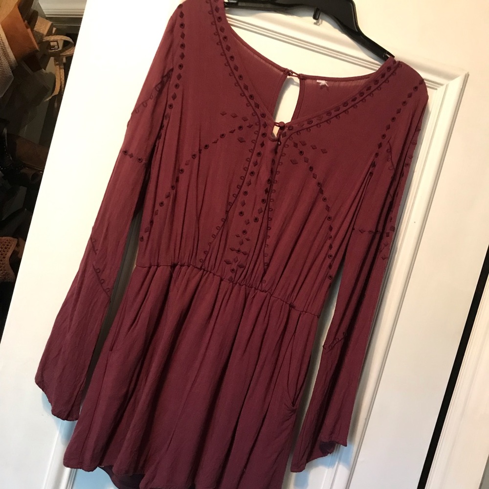 Crimson bell sleeve romper